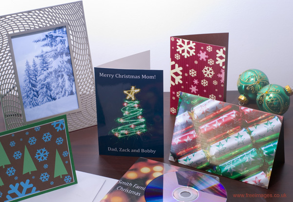 christmas cards and products created from freeimages