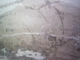 Abstract background of worn out concrete wall with chipped paint, scratches and copy space