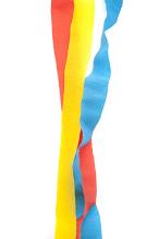 Colorful twist of party streamers made from crinkly crepe paper to celebrate a festive event, New Year or a birthday party, isolated on white