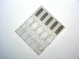 Strip of disposable plastic eyedroppers containing single dose medication for application to the eyes to avoid any possible contamination through re-use