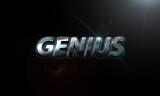 3D writing of the word genius on a black background with solar flares.