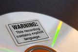 conceptual image: a music cd with an explicit language warning label