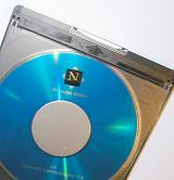 Close up on computer software inside CD thick dark plastic transparent jewel case