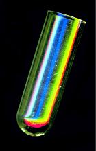 Polorised photo of a glass ignition tube with stress lines