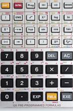 Calculator keypad keys showing numbers and various mathematical functions