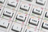 close up on square root and other function keys on a scientific calculator
