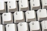 Close up shot of white keyboard keys - help concept