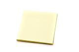 Block of yellow paper notes on white background