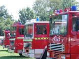 a row of red uk fire engines