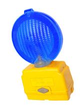 Portable police warning light with a large blue reflector and its own battery pack to be used to warn people in an emergency
