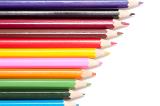 Close up shot of colorful pencils isolated on white background